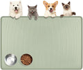 Lorvain 45" x 30" Cat Food Mat, Extra Large Silicone Pet Feeding Mat with Raised Edges, Pet Placemat for Cat Dog Food and Water Bowl Waterproof, Non-Slip, Easy to Clean, Floor Protection, Green