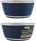 Master Pet Supply Stainless Steel Dog Bowls Set of 2 (16 Oz Each) with Non-Slip Rubber Base - Navy Blue - Basic Dog Food Bowl Water & Food Bowls for Small Medium Large Dogs & Cats, Metal Dish