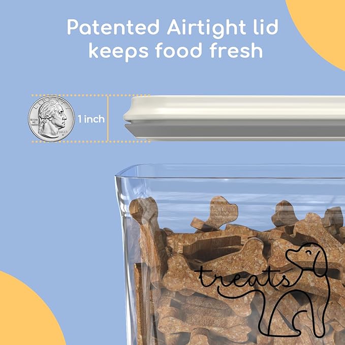 2 Pack Dog Treat Container Set (25oz/0.75L & 48oz/1.4L) - Airtight & BPA-Free | Clear Pet Food Storage Jars for Dog & Cat Treats | Includes Labels, Alphabet Stickers & Pen for Personalization