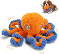 Squeaky Dog Toy for Puppy Teething, Plush Octopus Dog Toy, Puppy Chewing Toy, Soft Stuffed Chew Toys for Small Dogs Training and Keep Them Busy, Orange