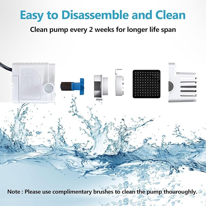 ORSDA Pet Water Fountain Replacement Pump Filters - Compatible with All ORSDA/ZeePet Stainless Steel Dog and Cat Water Fountains (6Pcs Black Pump Filters)