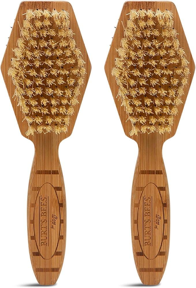 Burt's Bees for Pets Double Sided Pin & Hemp Bristle Dog Brush - Best All-Purpose Dog Brush to Reduce Shedding - For Long & Short Haired Large Dogs, Bamboo (Pack of 2)