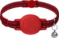 Tile Sticker Holder Cat Tracking Collar (2024) - Breakaway, Reflective Kitten Collar with Bell and Holding Case for Tile by Life360 (Red)