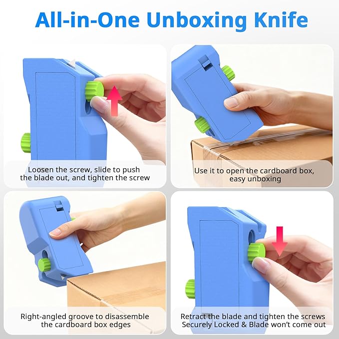 Cardboard Cutter for Cat Scratchers with 10pcs Blade, 4-in-1 Box Cutter 3D Printed Cardboard Strip Cutter DIY cat scratchers Cutter Tool for Cat Lovers