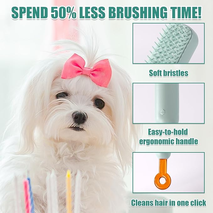 Stretchable Puppy Brush, Small Soft Dog Brush Yorkie Massaging Hair Comb Puppy Hair Grooming Tool for Shin Tzu Maltipoo Kitty Small Rabbit (Blue)