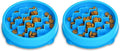 Catstages Kitty Slow Feeder Cat Bowl, Blue (Pack of 2)