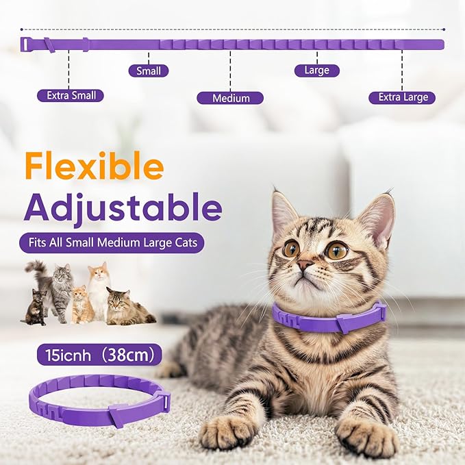 Cat Calming Collar, 4-Pack Pheromone Collars for Cats – Adjustable 15″, Up to 4 Weeks Lasting Stress & Anxiety Relief, Helps Reduce Noise Fear, Scratching & Separation Anxiety