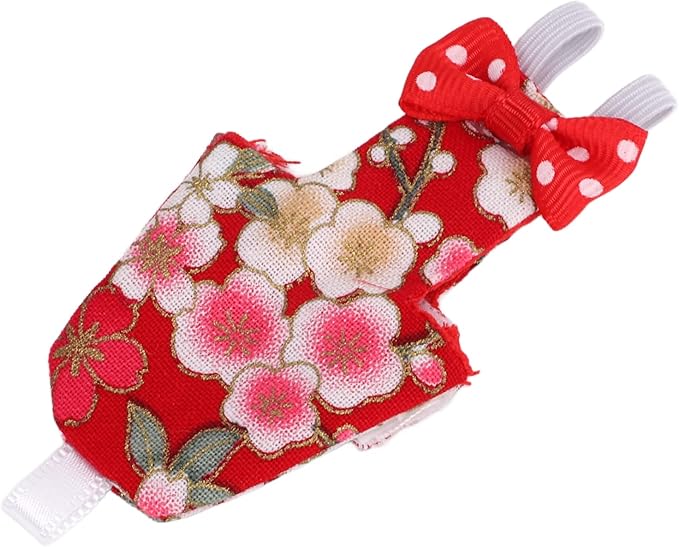 Bird Diaper Parrot Flight Suit Washable Reusable Cotton Cloth with Liner Adjustable Strap for Pet Birds Macaw Cockatiel Conure Lovebird Parakeet (L red Cherry Blossoms)