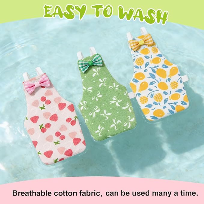 Bird Diaper Flight Suit, 3-Packs Lightweight Reusable Washable Elastic-Straps Parrot Clothes for Peony/Monk Parakeet, Prevents Poop Leaks & Feather Pecking (Bow+Lemon+Cherry, M)