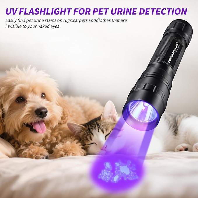 DARKBEAM Flashlight UV 395nm Black Light, Mini & Powerful Wood’s Lamp USB -C LED Rechargeable Blacklight, 10W Portable Pet Dog Urine Detector - Resin Curing, Fluorescent, Scorpion Detection