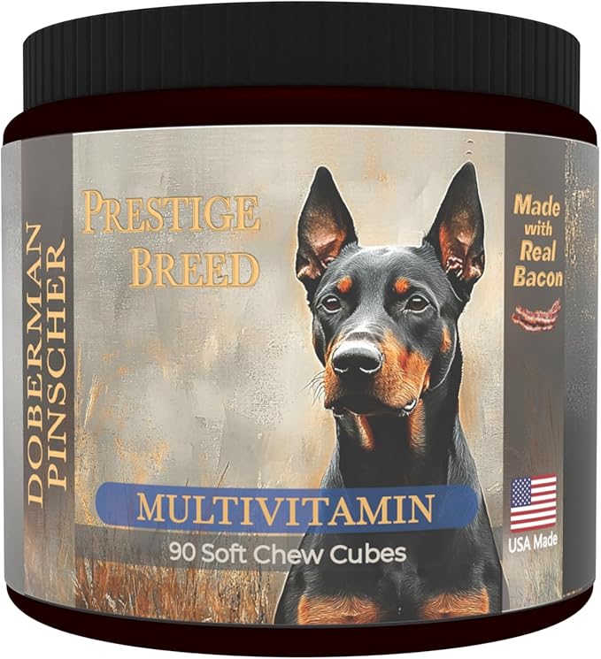 Multivitamins, Balanced Nutrition for Your Doberman Pinscher, 90 Count, Made in The USA with Real Bacon