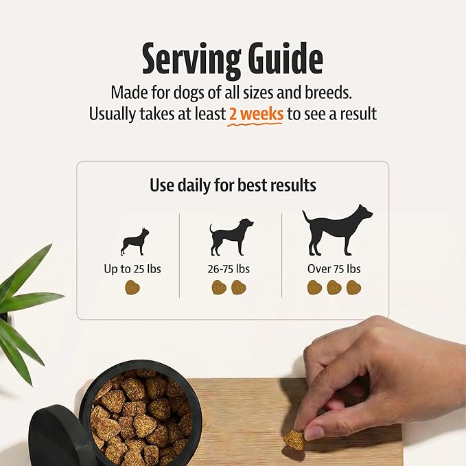 25-in-1 Dog Multivitamin with Omega 3, Glucosamine, Probiotics - Dog Vitamins and Supplements for Hip & Joint, Calming, Allergy Relief, Digestive & Immune Support - 100 Soft Chews, 250g