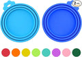 2 Pack Pet Food Can Covers, Silicone Universal Can Lids for Dog & Cat Food, BPA Free, One Fit Most Standard Size Food Cans Blue/Dark Blue