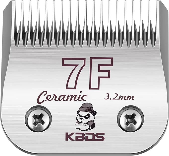 KBDS Detachable Ceramic Pet Clipper Blades,Size-7F,Compatible with Most Andis,Oster,Wahl A5 Clippers,Made of Ceramic Blade Cutter and Carbon Steel Blade,1/8'' Inch 3.2mm Cut Length, 7F Blade