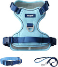 3 in 1 No Pull Dog Harness Leash and Collar Set, Soft Adjustable Dogs Vest Reflective and Comfortable Handle Blue Large