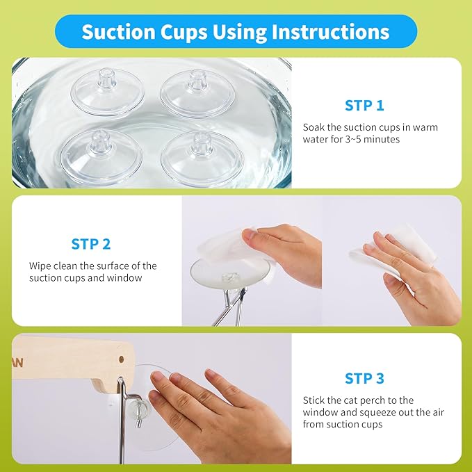 HoneyGuardian Cat Window Prech,Metal Support from Below with 4 Suction Cups, pet Bed, cat Window Hammock for Large Cats and Kittens