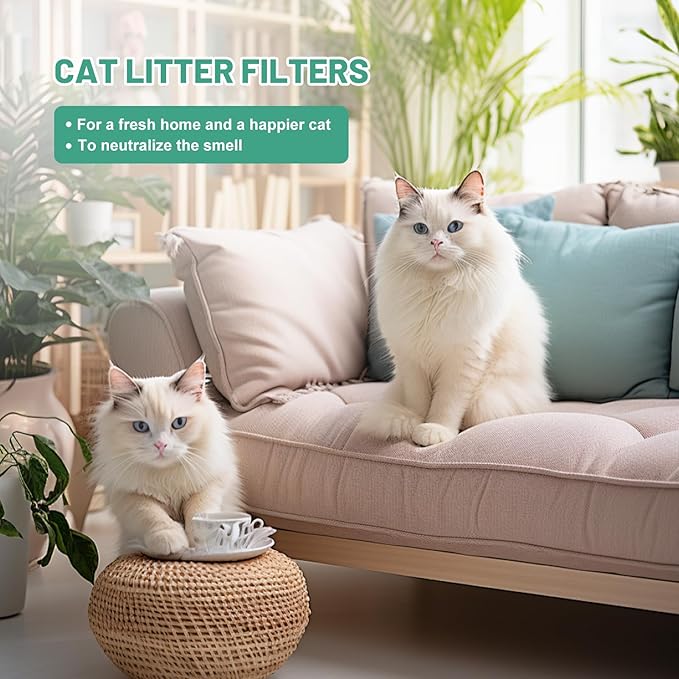 8 Pack Carbon Filters Compatible with Litter-Robot 3,Replacement Activated Charcoal Filters Fit for Litter Robot 3 Accessories,Thickened and Durable,Eliminate Odor and Controls Moisture on Pet's Body