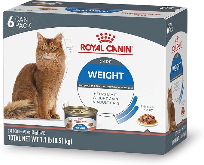 Royal Canin Feline Care Nutrition Weight Care Adult Thin Slices in Gravy Cat Food, 3 oz (Pack of 6)