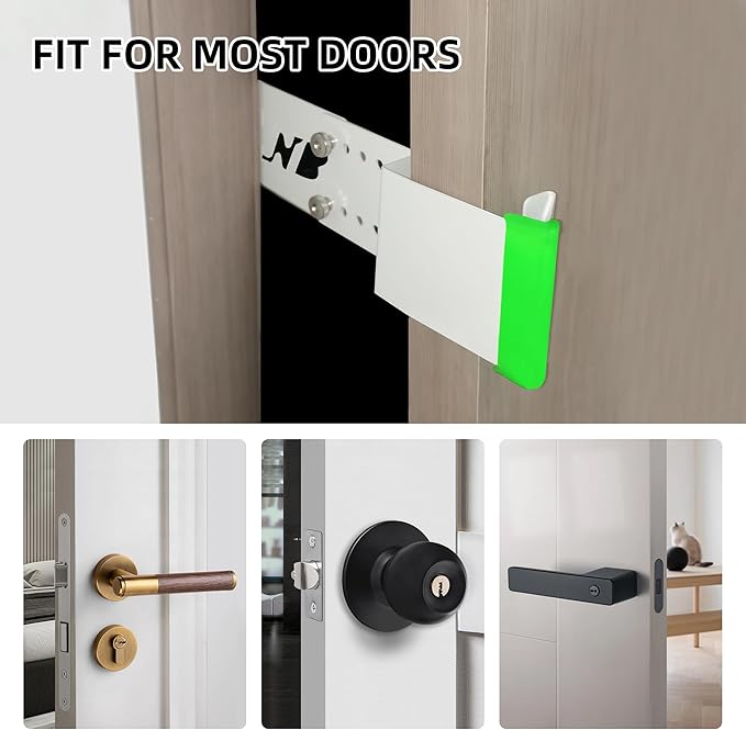 Neobay Steel Cat Door Latch, Door Prop for Cats Keep Dogs Out of Cat Feeding Station & Litter Box, Cat Door Stopper with Silicone Anti-Collision Pad, Alternative to Interior Pet Door, White