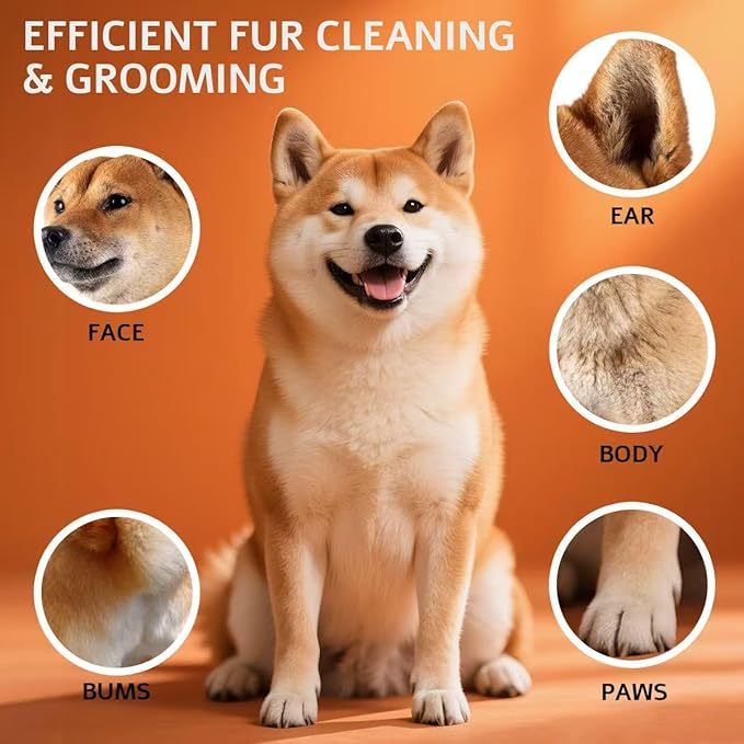 Pet Grooming Wipes 50 Count, Jumbo Size 8" x 9", Lick-Safe, Alcohol-Free Deodorizing Wipes for Dogs & Cats with Sensitive Skin
