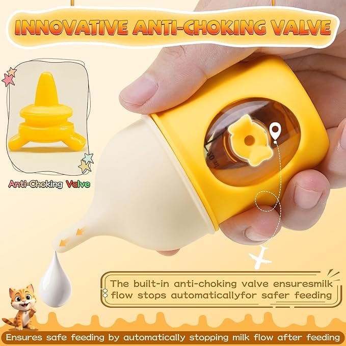 Silicone Nursing Kit for Kittens & Small Animals – Includes Feeding Nipples, Syringes, 20ml Bottle – BPA-Free, Reusable, Safe for Newborn Kittens and Puppies