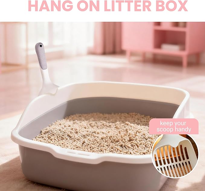 Cat Litter Scoop,Long Handle,Deep Shovel with Comfort Handle for Clumping,Pellets Litter Box