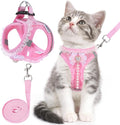 Cat Harness and Leash Set,Escape Proof Adjustable Kitten Harness with Cute Pink Bow,Breathable Reflective Strips Harness for Kitty Puppy Bunny for Walk Travel and Indoor Use (Pink XS)