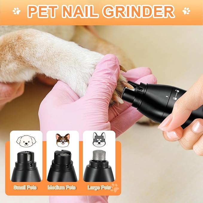 4 in 1 Dog Grooming Kit with USB-C Charging, Paw Trimmer for Small Dogs, Cats, Pet Hair Clippers Dog Nail Grinder, Cordless Hair Trimmer with 2 Speed Modes