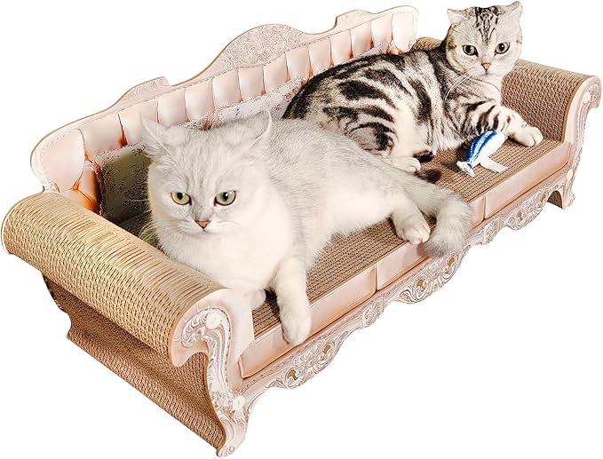 Extra Large Sofa Shaped Cat Scratcher Bed - 31.5 Inches Infinity Durable Corrugated Cardboard Cats Lounge, Modern Stylish Bed,Luxury Scratching Board Couch Scratcher,Protects Furniture