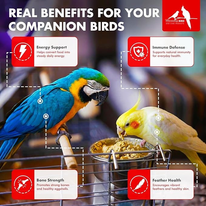 Morning Bird Hearty Bird 4.5 oz – Daily Multivitamin Powder for Birds – Energy Support - Healthy Growth – Nutrient Supplement for All Bird Types