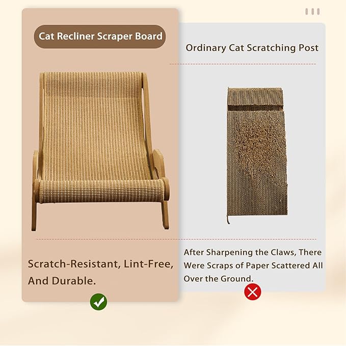 Cat Recliner Scraper Board, 2026 New 2 in 1 Cats Scratcher Bed Scratch Resistant & Low Lint, Wooden Cats Sofa Bed with Replaceable Cat Scratching Suitable for Cats (C)
