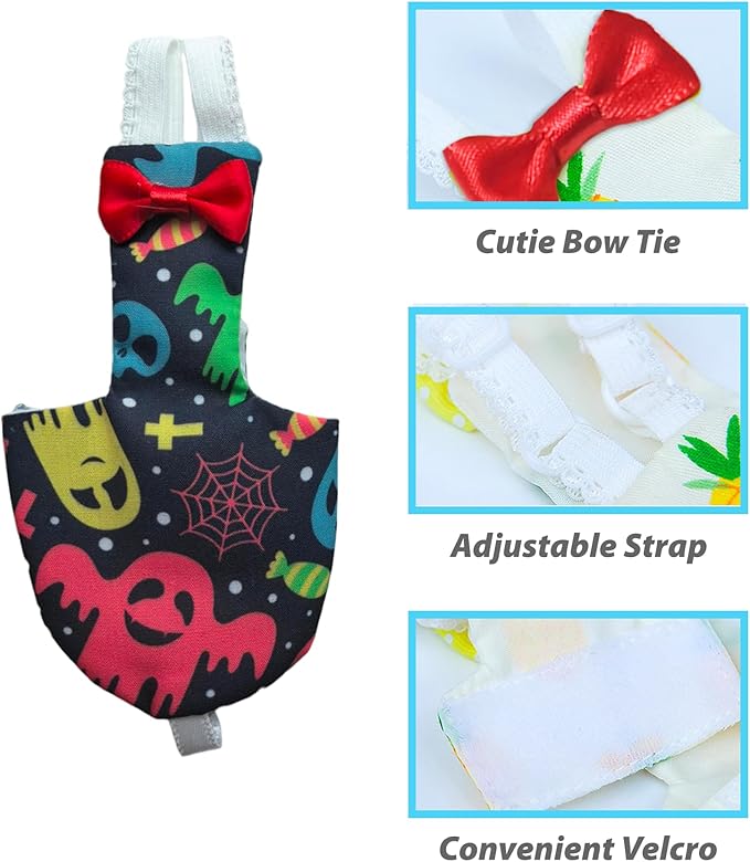 UKJENT Bird Diaper Protective Parrot Nappy - 4 Pack, Reusable Flight Suit with Waterproof Inner Layer, Washable Cute Urine Wet Suit for Parakeet Cockatiel Mini Macaw Budgie Canary(M)