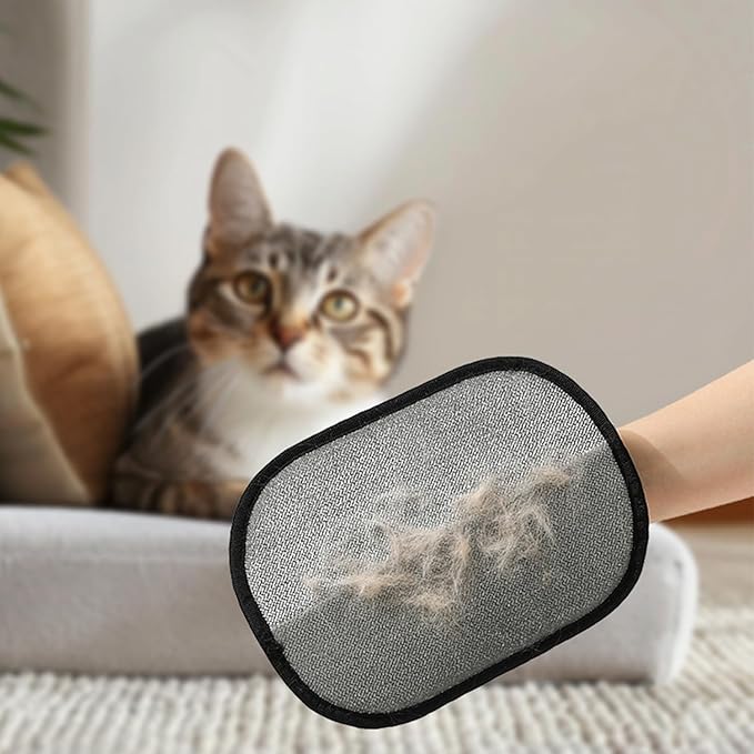 2Pcs Pet Hair Removal Glove with Pet Comb, Cat & Dog Reusable Electrostatic Pet Hair Remover Grooming Gloves for Couch,Furniture,Carpet,Car Seat