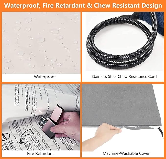 TJOY Pet Heating Pad Electric Heated Mat for Dogs & Cats Indoor Warming Mat with Auto Power Off (M:22''x18''(Gray))
