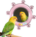 Bird Mirror Toys for Cage,Parakeet Rotating Sound Wheel Toy,Budgie Training Colorful Interactive Chew Toys for Canaries Lovebirds Conures Cockatiels cage Accessories (1, Pink)