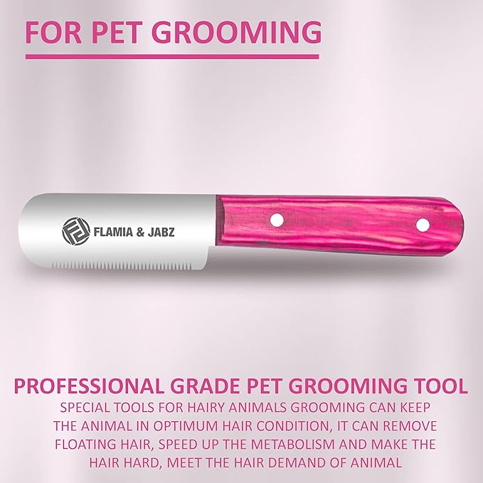 FJ Professional Stripping Knife, Right handed, 3 inch blade (Stainless Steel) (Fine, Pink)