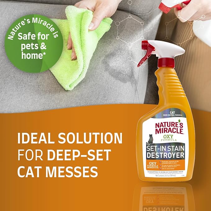 Nature's Miracle Just for Cats Oxy Stain and Odor Remover, 24 Fl Oz (Pack of 2)