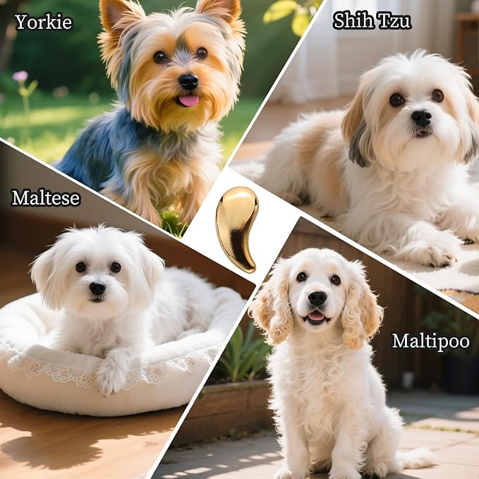 Comma-Shaped Small Dog Brush, Fit for Yorkie, Shih Tzu, Maltese Maltipoo Pomeranian - Gentle Soft Bristles for Effortless Pet Hair Removal, Puppy Essentials (Rose Gold)