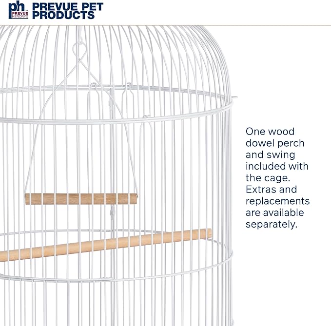 Prevue Pet Products Classic Round Bird Cage - Ideal for Finches, Canaries, Parakeets, and Other Small Birds, Indoor Traditional Style Birdcage with Circular Hook for Hanging - Red