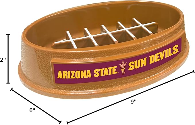 NCAA Super-Bowl - Arizona State Sun Devils Slow Feeder Dog Bowl. Football Design Slow Feeding Cat Bowl for Healthy Digestion. Non-Slip Pet Bowl for Large & Small Dogs & Cats