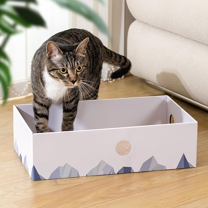 Conlun Cat Scratcher Box with 3-Layer Corrugated Pad, Heavy-Duty Double-Sided Cardboard Scratching Board & Bed, Checkered Design, for Cats,Jumbo