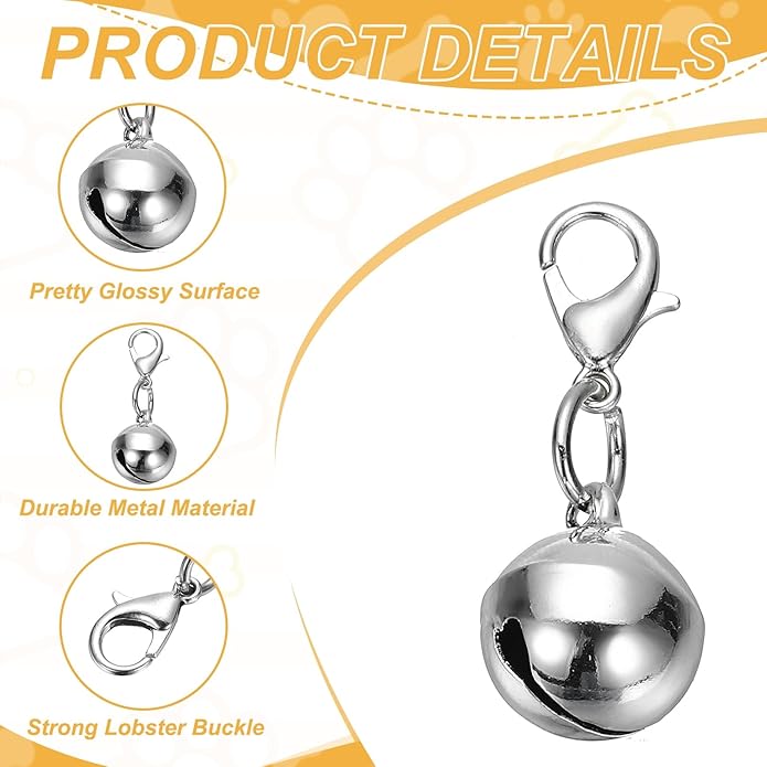 Cat Bell, Small Matte Pet Copper Bell Collars Charm with Lobster Buckle Loud Crisp Sound Anti-Lost Pendant Accessory