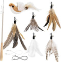 SONGWAY Interactive Cat Feather Toys - Cat Wand Toy Set with Retractable Teaser Wand and 6 PCS Natural Feather Refills, Da Bird Cat Toys for Indoor Cats Kittens