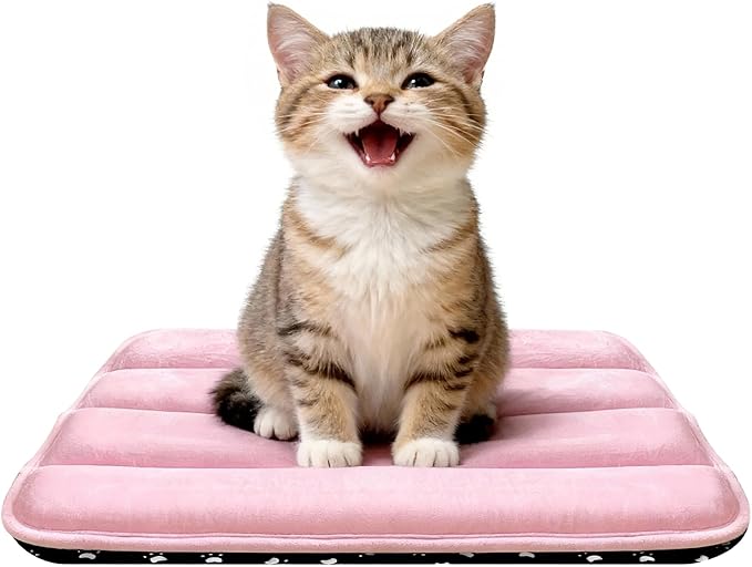 Dog Crate Pad, Ultra Soft & Anti-Slip Kennel Mat, Secure Fit for Metal Crates & Dog Cages, Washable Cozy Bed for Extra Small Dogs & Cats (Pink, XS(18"*12"*1.5"))