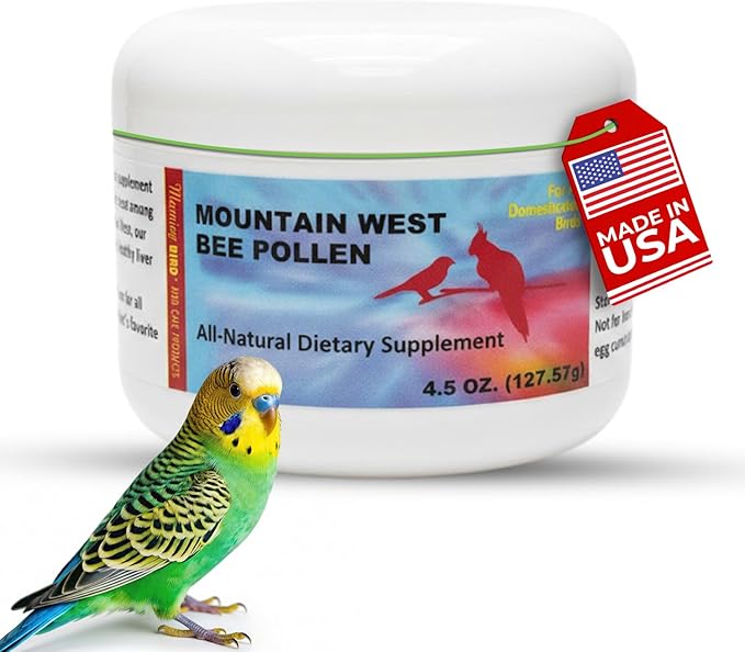 Morning Bird Mountain West Bee Pollen 4.5 oz – Natural Immune Support & Protein Powder for Birds – Boosts Strength, Feather Health & Energy – Easy to Mix with Food for All Bird Types