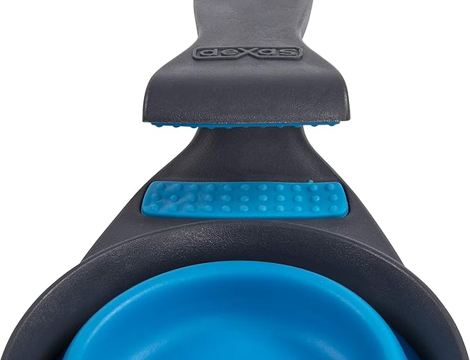 Dexas Pets Collapsible KlipScoop Collapsible Dry Dog Food Scoop and Dog Food Bag Clip, 1 Cup Capacity, Pro Blue (Pack of 2)