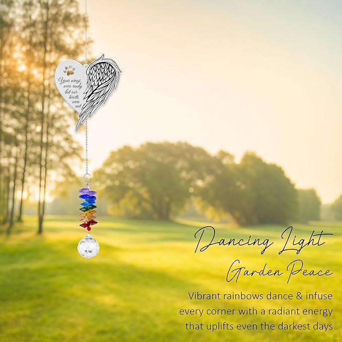 Aluminum Ornament Suncatcher - Memorial Wing Ornament - Sympathy Gift for Loss of Pet - Grieving Keepsake for Women, Men - Bereavement Gifts for Dog Lovers - Window Hanging Home Decor