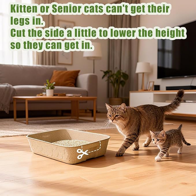 Disposable Litter Boxes for Cats Large: 6-Pack Leak-Proof Sustainable for Indoor/Travel Use Standalone or as Liner (6 Packs)