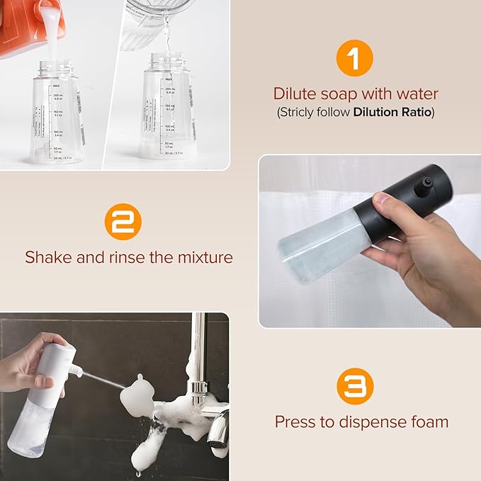 Airversa Electric Foaming Shampoo Dispenser with Hair Scalp Massager Brush 1100mAh IPX8 Shampoo Foamer for Woman Men Baby Kid Dog Cat ES1-Black Kit