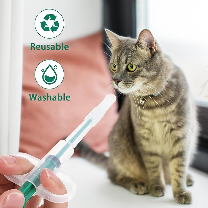 Oruola 3pcs Cat Pill Dispenser,Pet Pill Shooter,Pills Pusher for Cats Dogs with 6 Heads,Pet Feeding Dispenser Tool for Small Animal,Cat Feeding Push Pull(Red Blue Green)